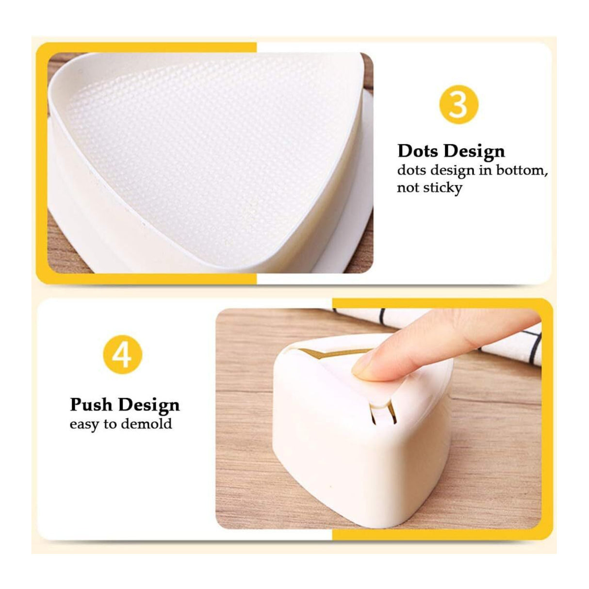 Onigiri 2 Pieces Rice Ball Mold Makers, Triangle Sushi Mold (Beige)