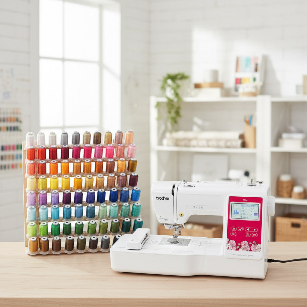 Brother Elite PE545 Computerized LCD Display Embroidery Machine Bundle (4 Items)