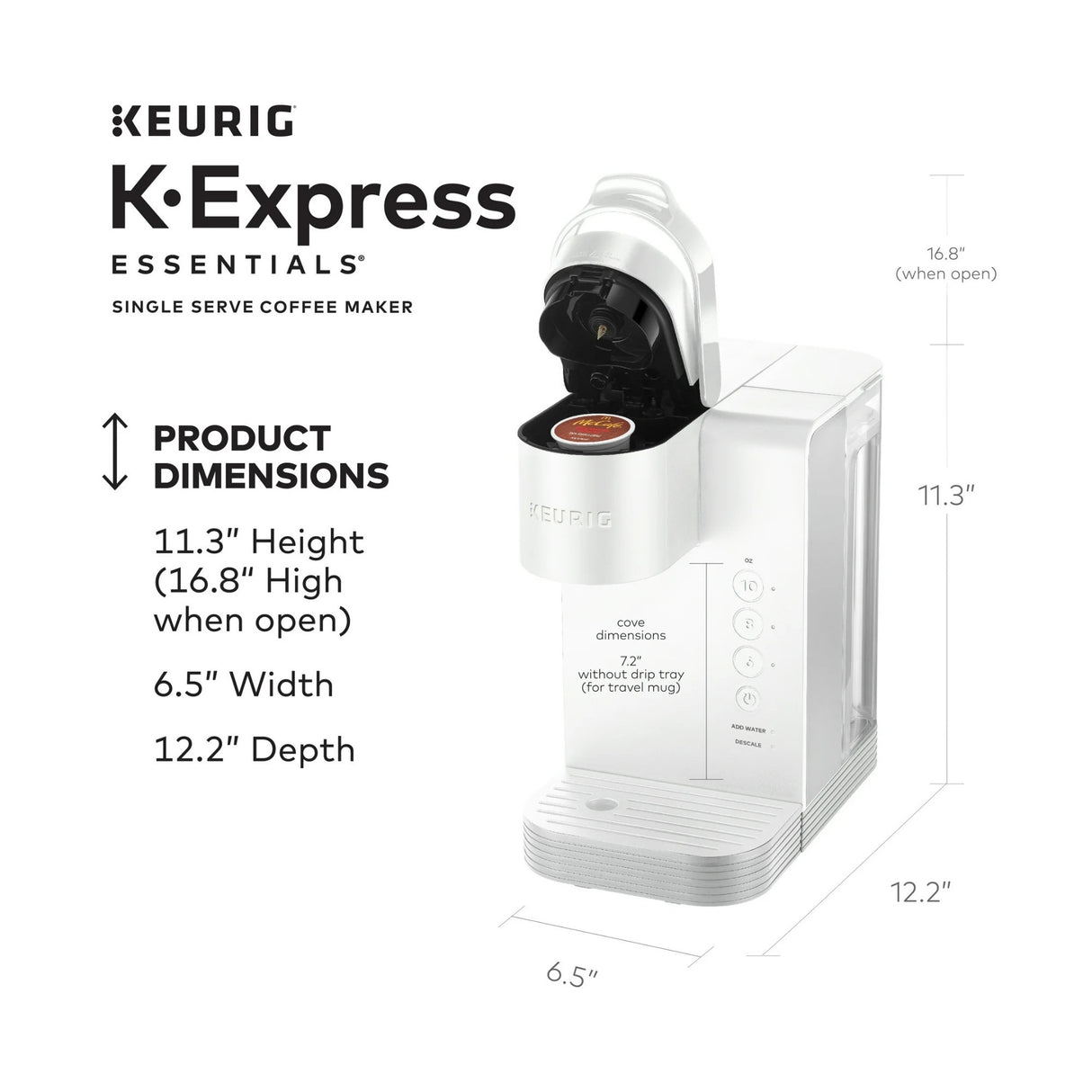 Keurig K-Express Essentials Single-Serve K-Cup Pod Coffee Maker (Cloud White)