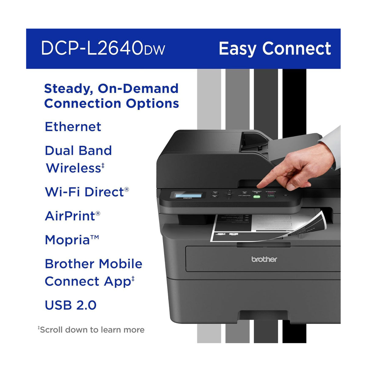 Brother DCP-L2640DW Wireless Compact Monochrome Multi-Function Laser Printer
