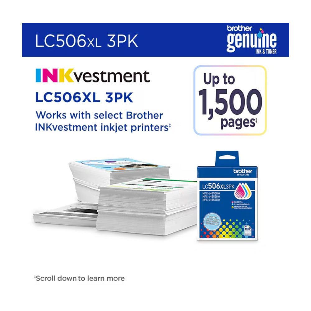 Brother Genuine 3-Pack High Yield Color Ink Cartridges (Cyan/Magenta/Yellow)