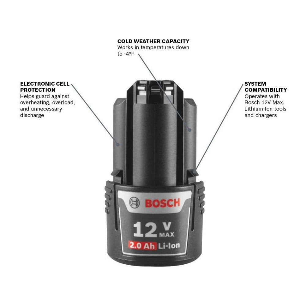 BOSCH BAT414-2PK 12V Max Lithium Ion 2 Ah Battery (2-Pack)