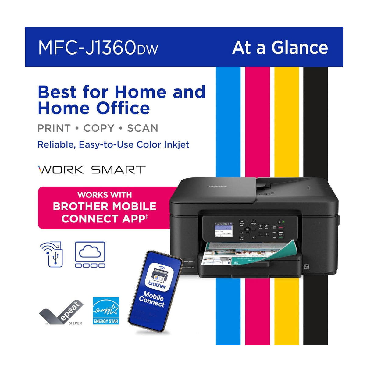 Brother Work Smart 1360 Wireless Color Inkjet All-in-One Printer