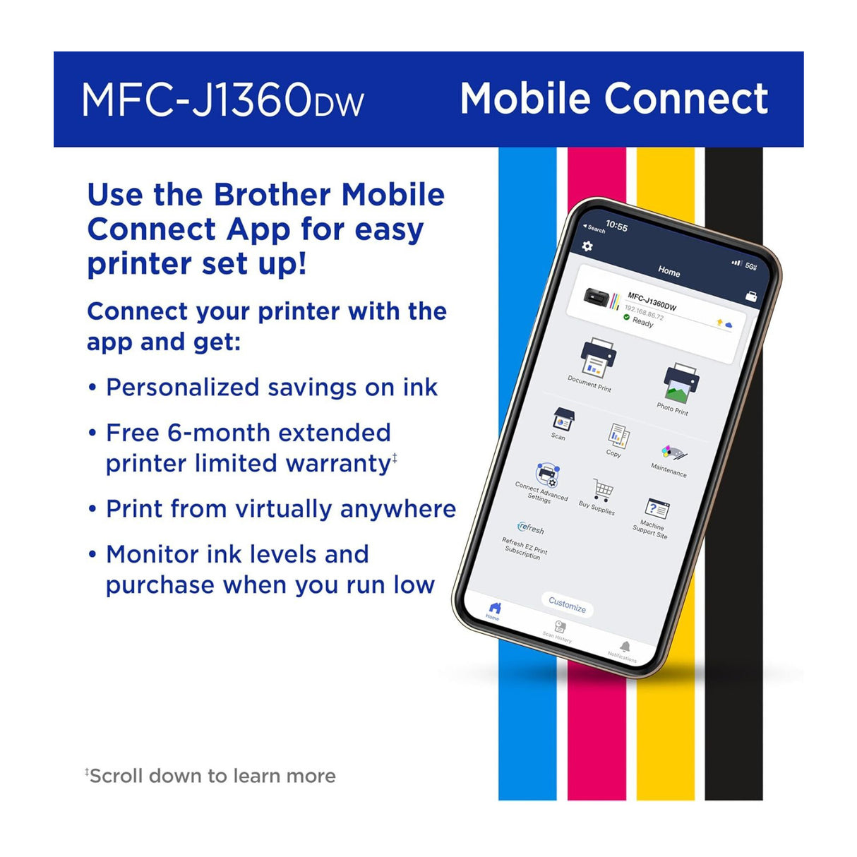 Brother Work Smart 1360 Wireless Color Inkjet All-in-One Printer