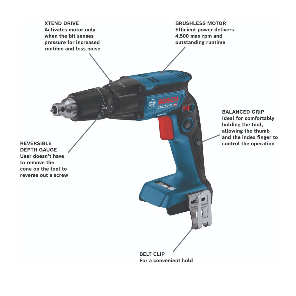 BOSCH GTB18V-45N 18V Brushless 1/4-Inch Hex Screwgun (Bare Tool)
