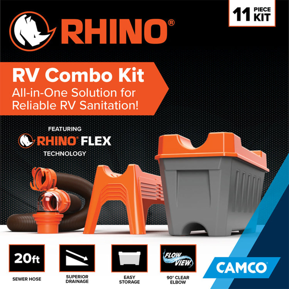 Camco Rhino RV 11-Piece Combo Kit with 20-Feet RhinoFLEX Hose and Storage Box
