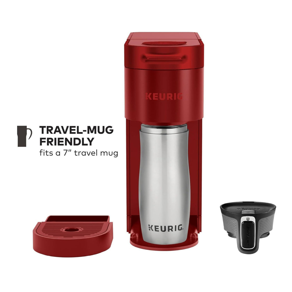 Keurig K-Slim Single Serve K-Cup Pod Coffee Maker 3 Brew Sizes 46oz (Red)