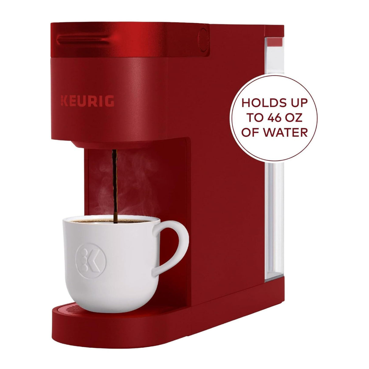 Keurig K-Slim Single Serve K-Cup Pod Coffee Maker 3 Brew Sizes 46oz (Red)