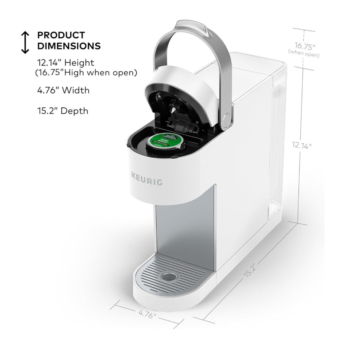 Keurig K-Slim Single Serve K-Cup Pod Coffee Maker 3 Brew Sizes (White)