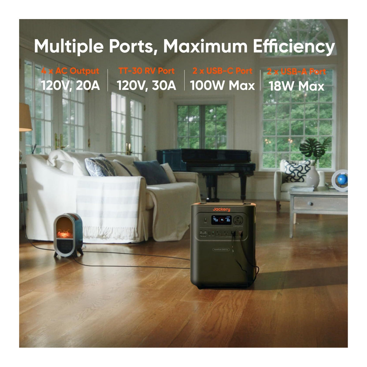 Jackery HomePower 3600 Plus Portable Power Station with Manual Transfer Switch