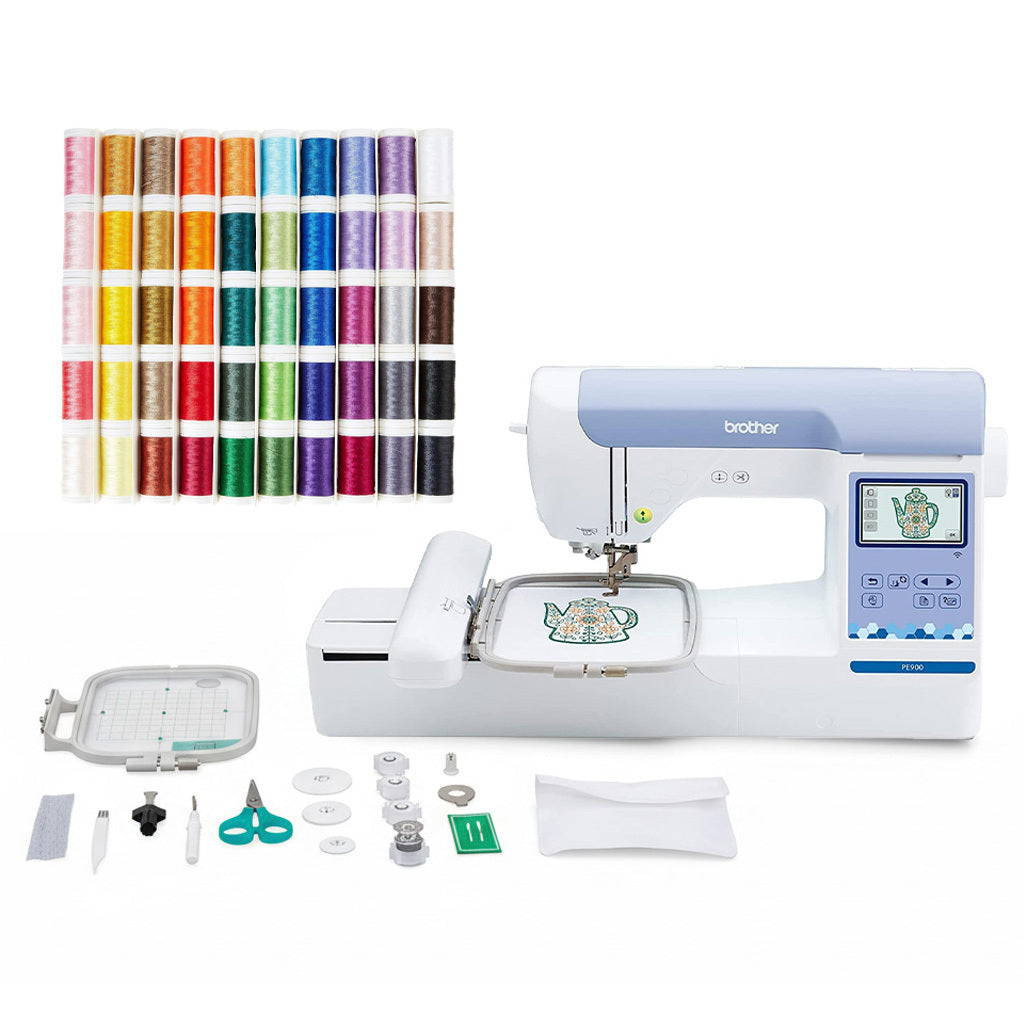 Brother PE900 Embroidery Machine with 193 Designs and 50-Piece Thread Set