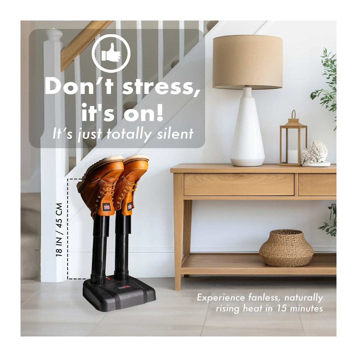 JobSite Silent Boot Dryer with Gentle Heat Prevents Odor and Bacteria