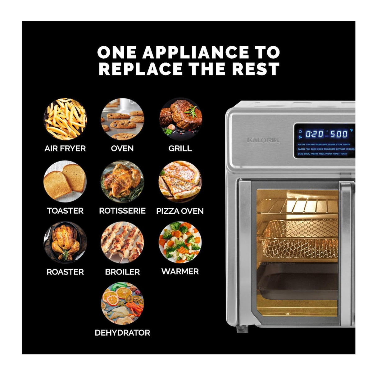 Kalorik MAXX 26 Quart Air Fryer Oven 10-in-1 Countertop Toaster Oven Combo