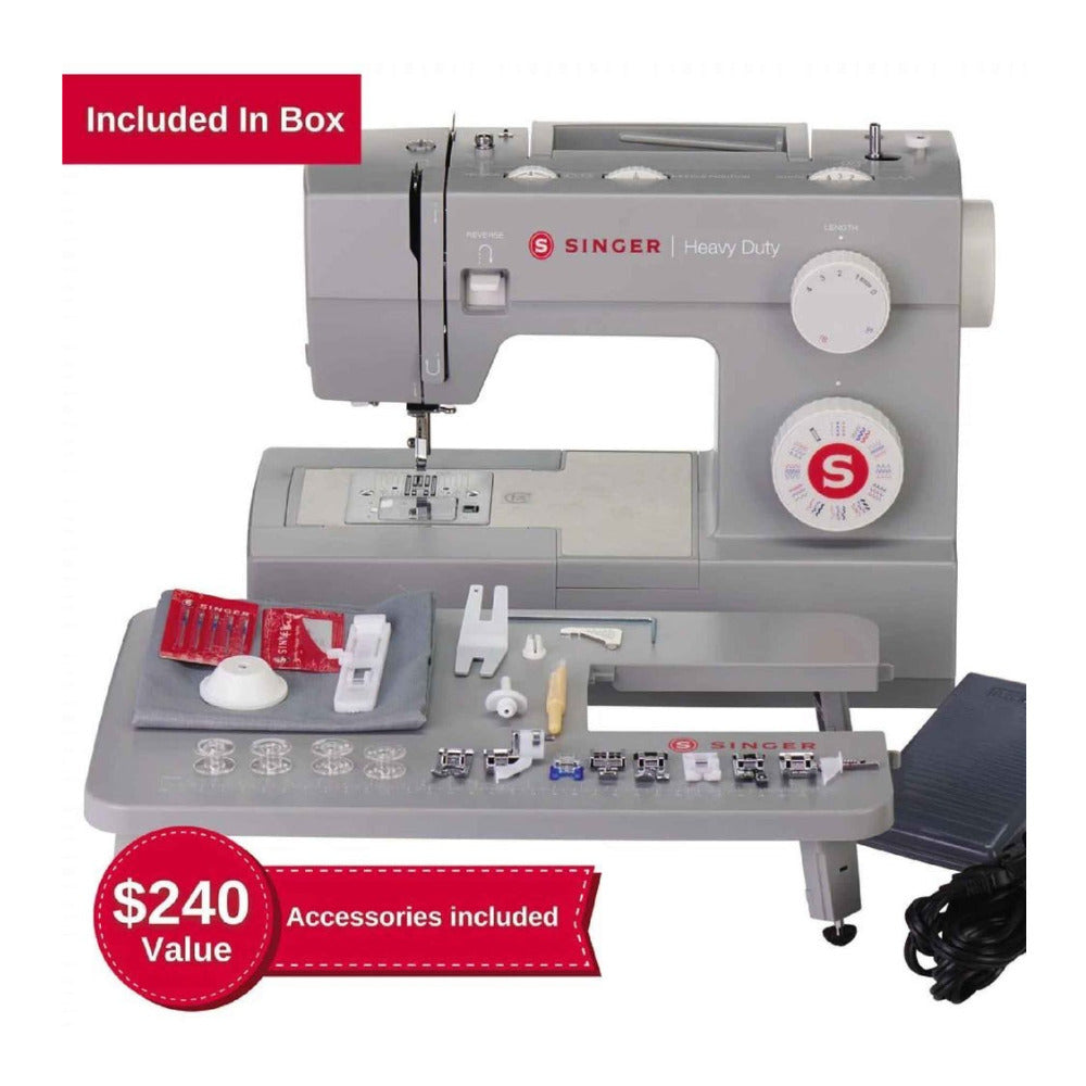 Singer Heavy Duty 6380 Sewing Machine with Extension Table (Gray)