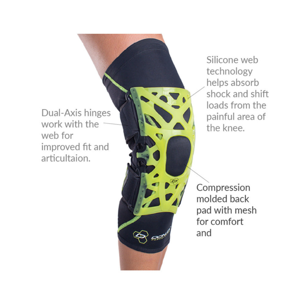 DonJoy Performance Webtech Knee Brace with Dual-Axis Hinges (Slime Green, M)