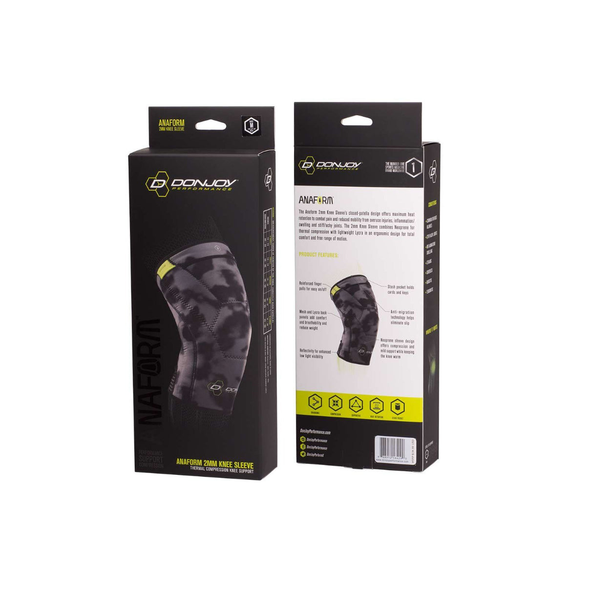 DONJOY PERFORMANCE AnaForm Knee Sleeve (2mm, Closed Patella) Camo/Large