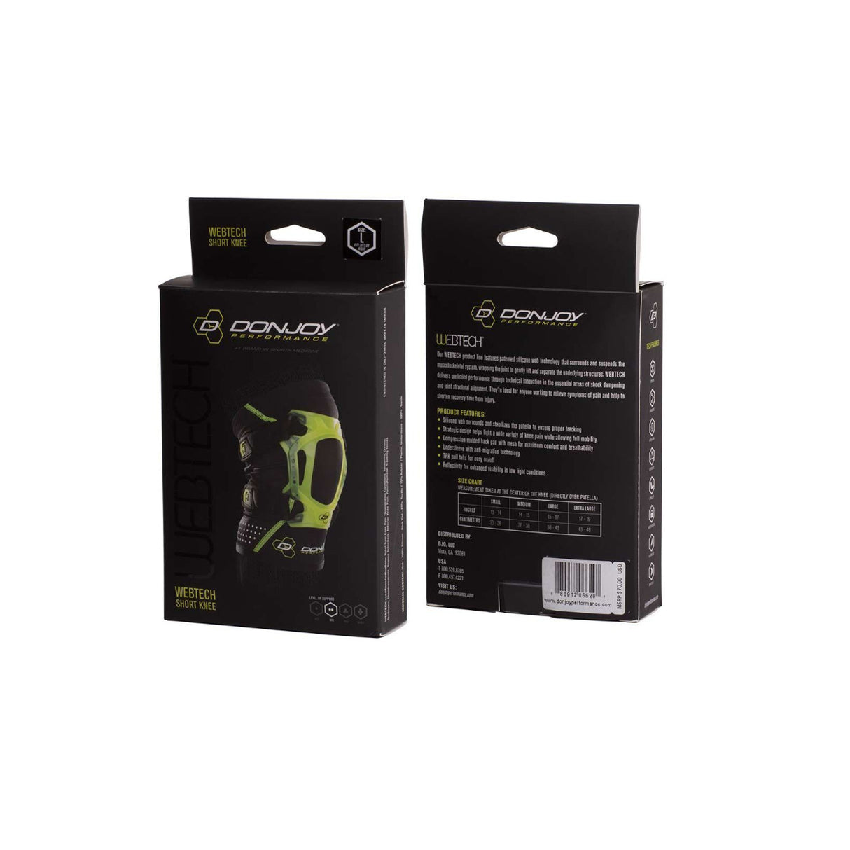 DONJOY PERFORMANCE Webtech Short Knee Brace (Slime Green, Small)