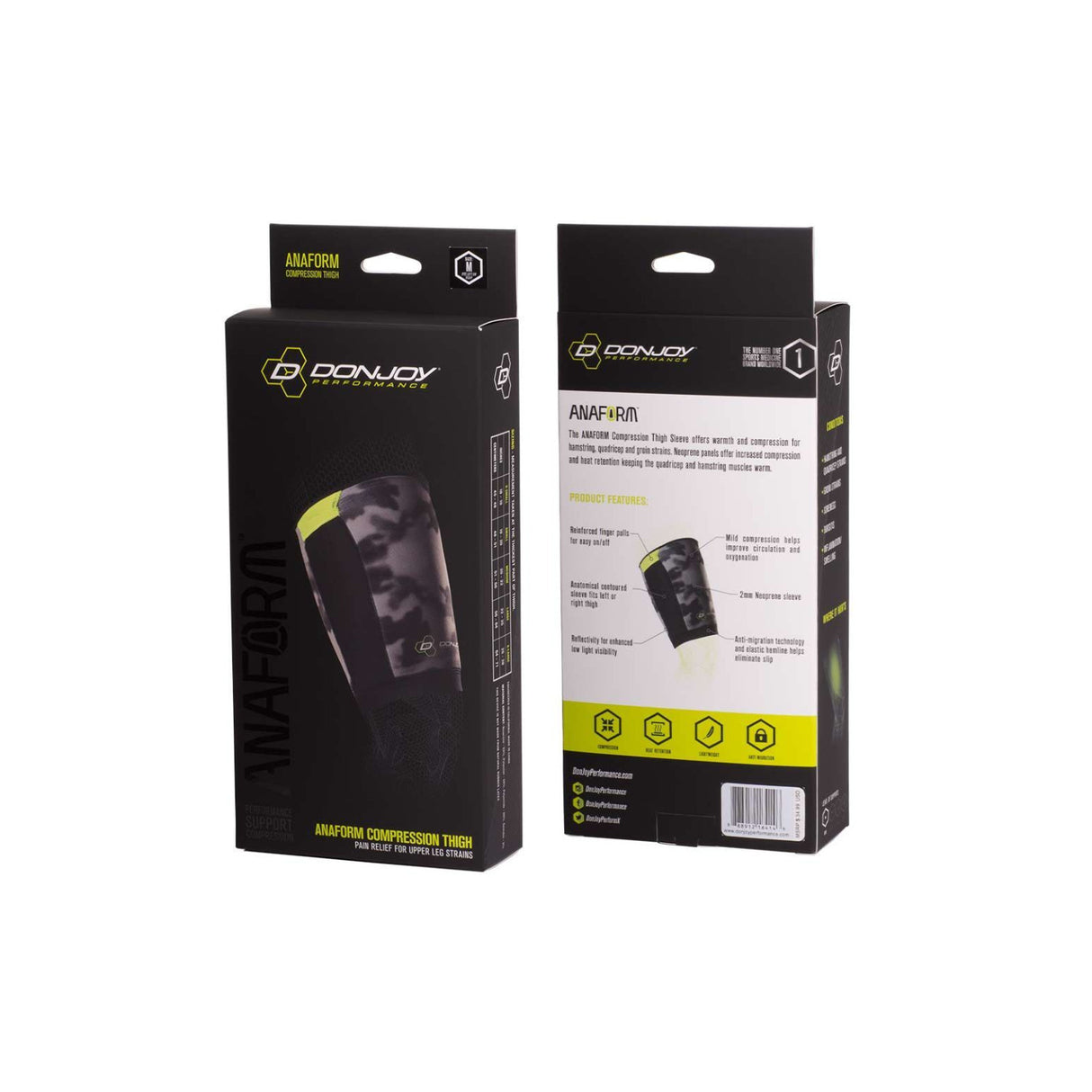 Donjoy Performance Anaform Compression Thigh Sleeve (Black, M)