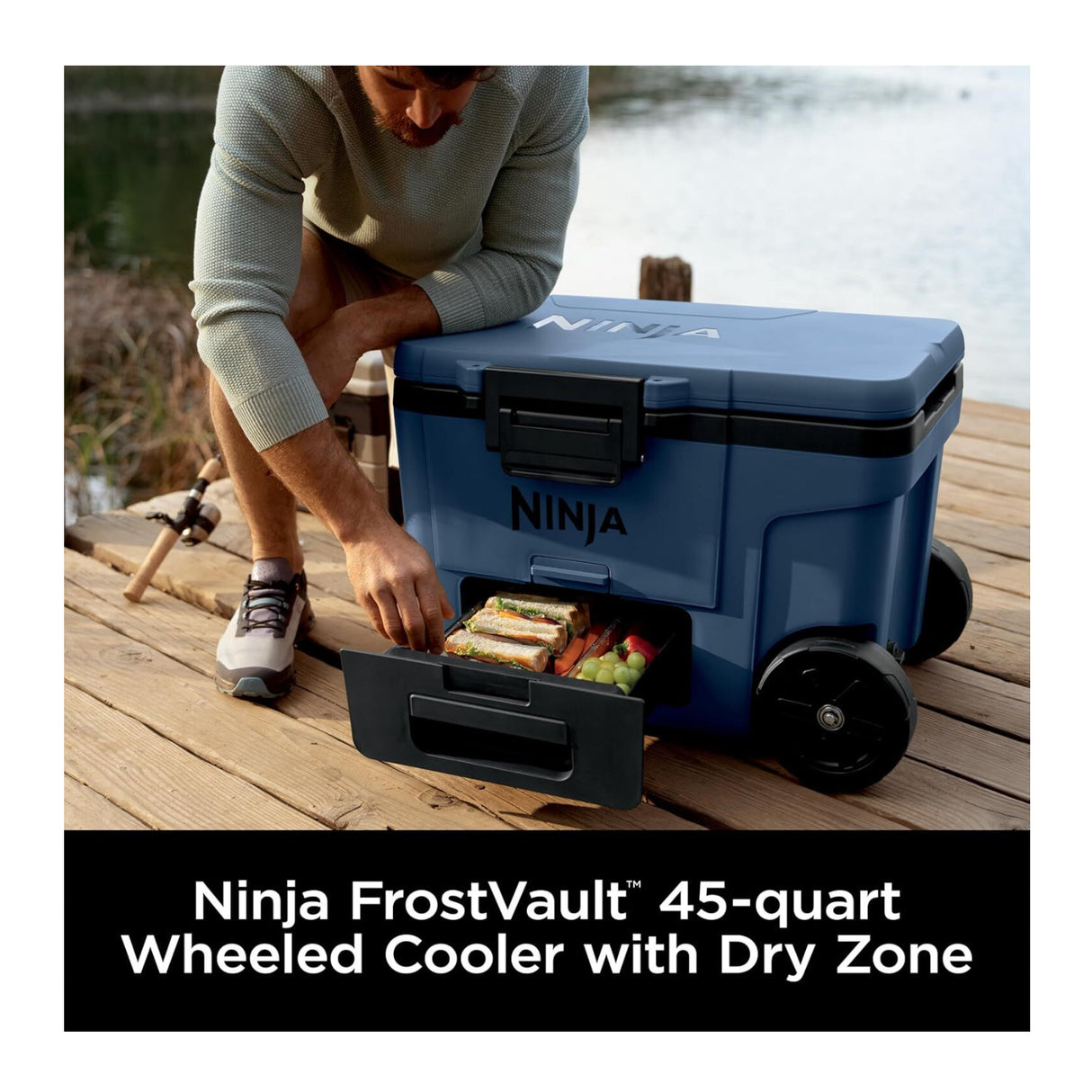 Ninja FrostVault 45QT Wheeled Cooler with Dry Zone (Lakeshore Blue)