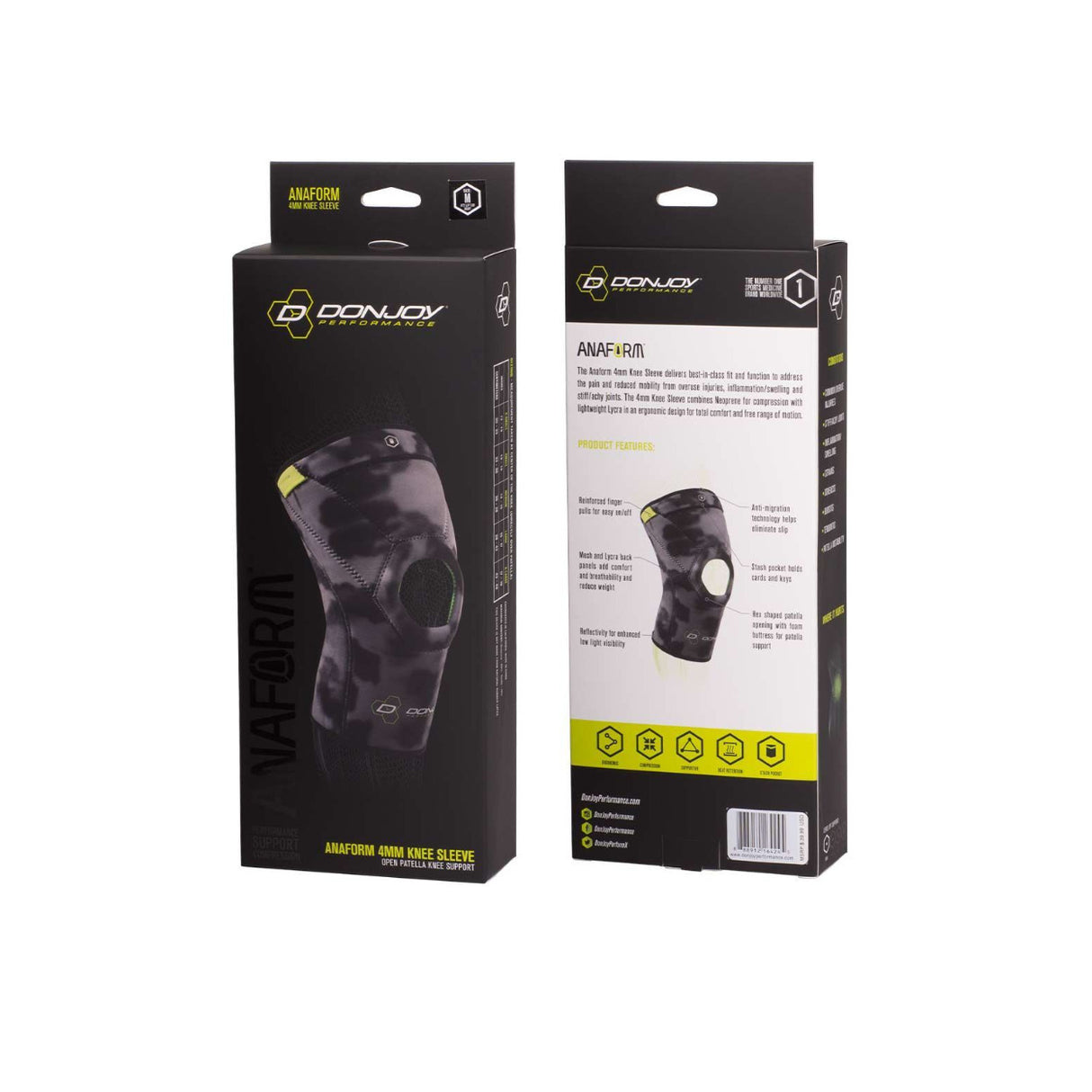 DonJoy Performance AnaForm 4MM Open Patella Knee Sleeve (Camo, Large)