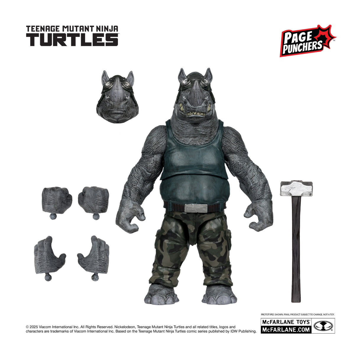 McFarlane Rocksteady (Teenage Mutant Ninja Turtles) with Comic (Page Punchers)