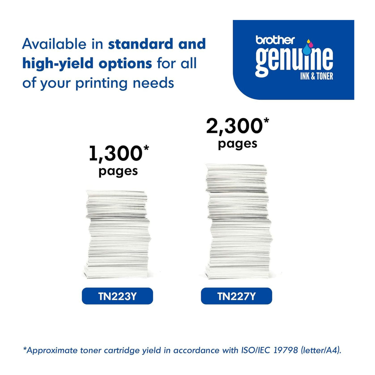 Brother TN227Y High Yield Toner Cartridge - Up to 2,300 Pages (Yellow)