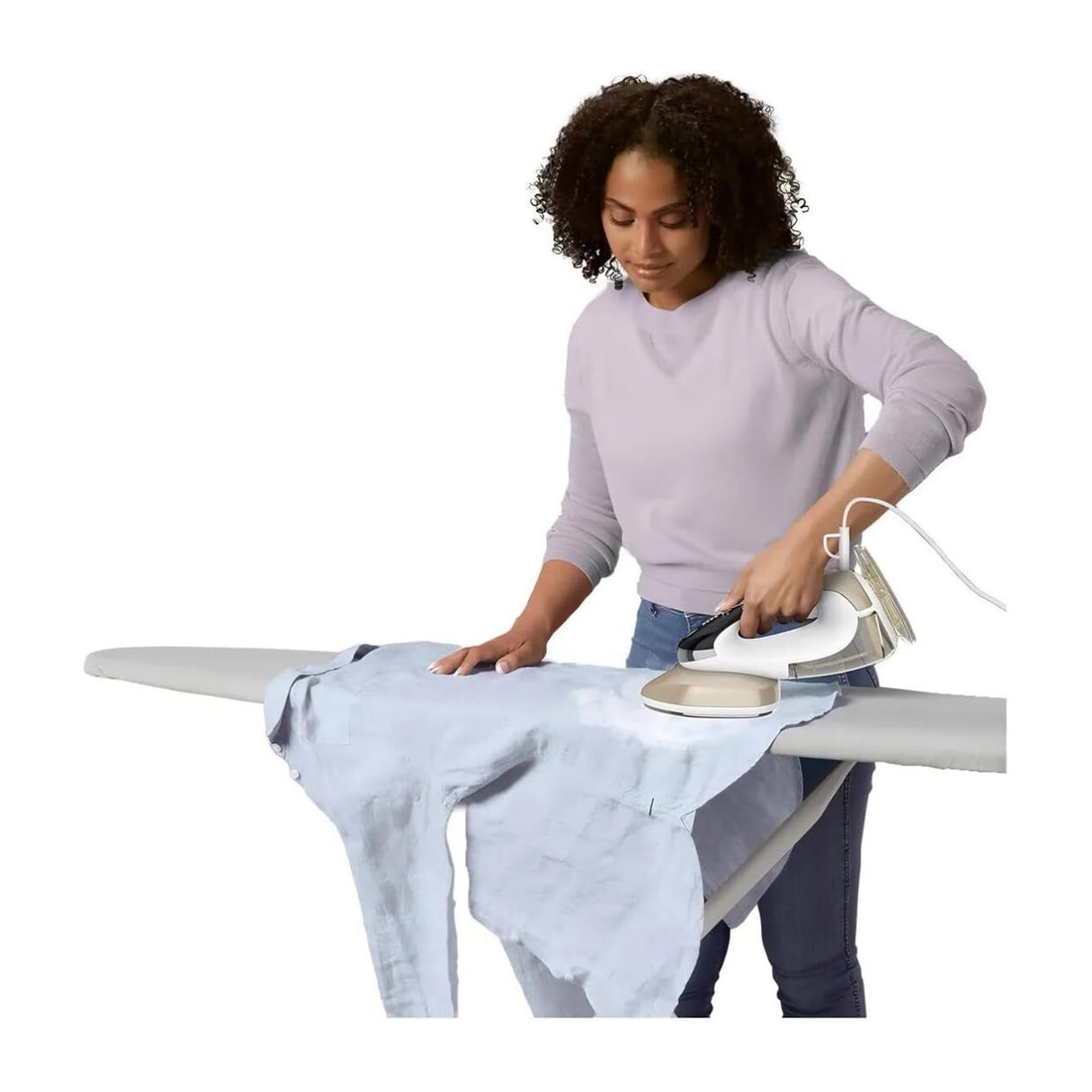 Conair 2-in-1 Steamer & Iron with Gentle Temp and Smart Sensor Safety (White)