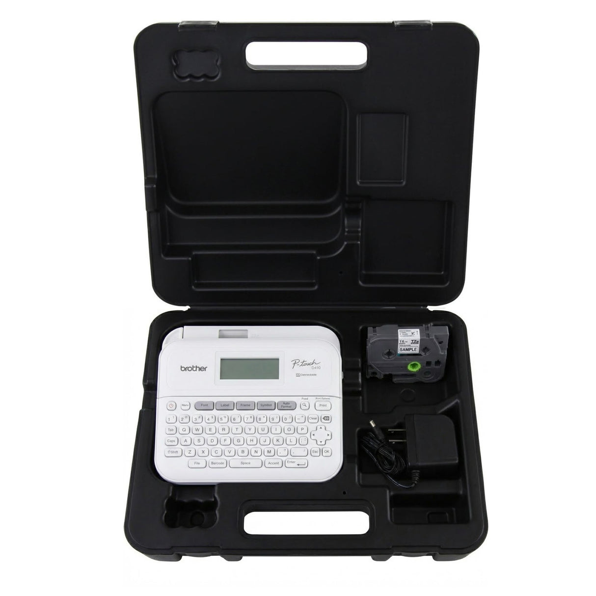 Brother PT-D410 Desktop Label Maker with Hard Case and Laminated Tape Bundle