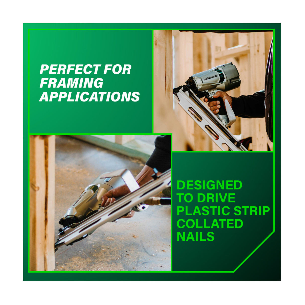 Metabo HPT 21-Degree Pneumatic Framing Nailer with High Grade Aluminum Magazine