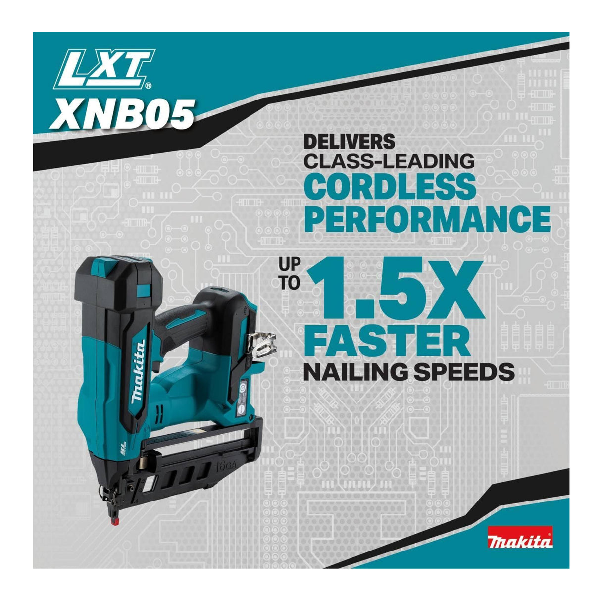 Makita XNB05Z 18V LXT Brushless Cordless 2-1/2 Nailer (Tool Only)