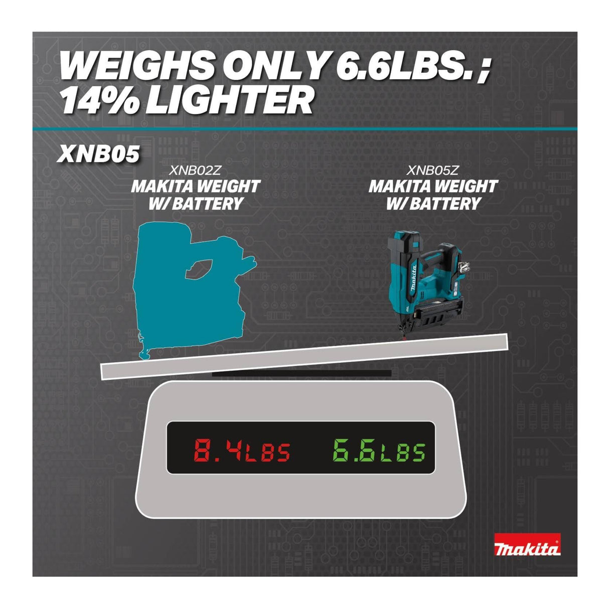 Makita XNB05Z 18V LXT Brushless Cordless 2-1/2 Nailer (Tool Only)