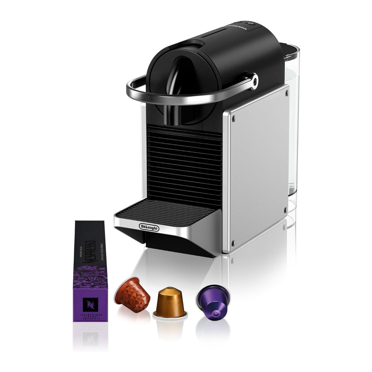 De'Longhi Nespresso Pixie Automatic Espresso Machine with 19 Bar Pressure Silver