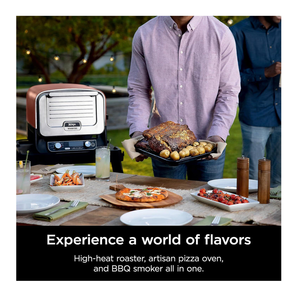 Ninja Woodfire 8-in-1 Portable Electric Outdoor Roaster Oven (Terracotta Red)