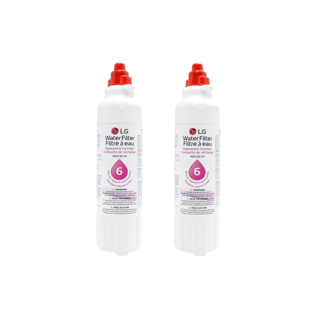 LG Genuine LT800P 6 Mos/200 Gal Replacement Refrigerator Water Filter (2-Pack)