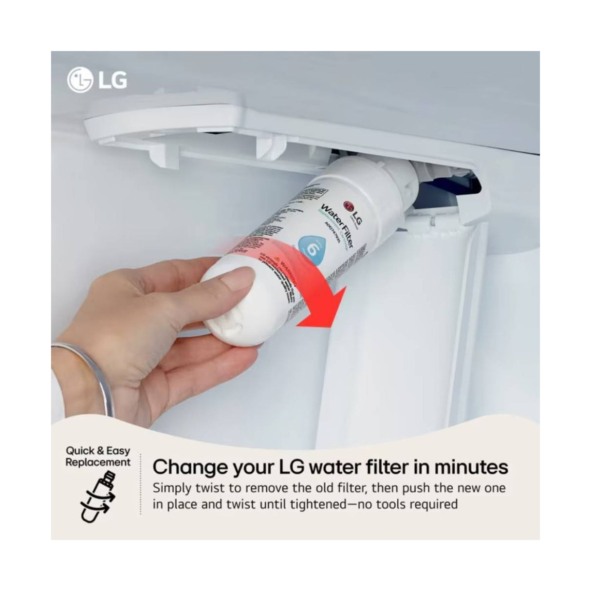 LG Genuine LT800P 6 Mos/200 Gal Replacement Refrigerator Water Filter (2-Pack)