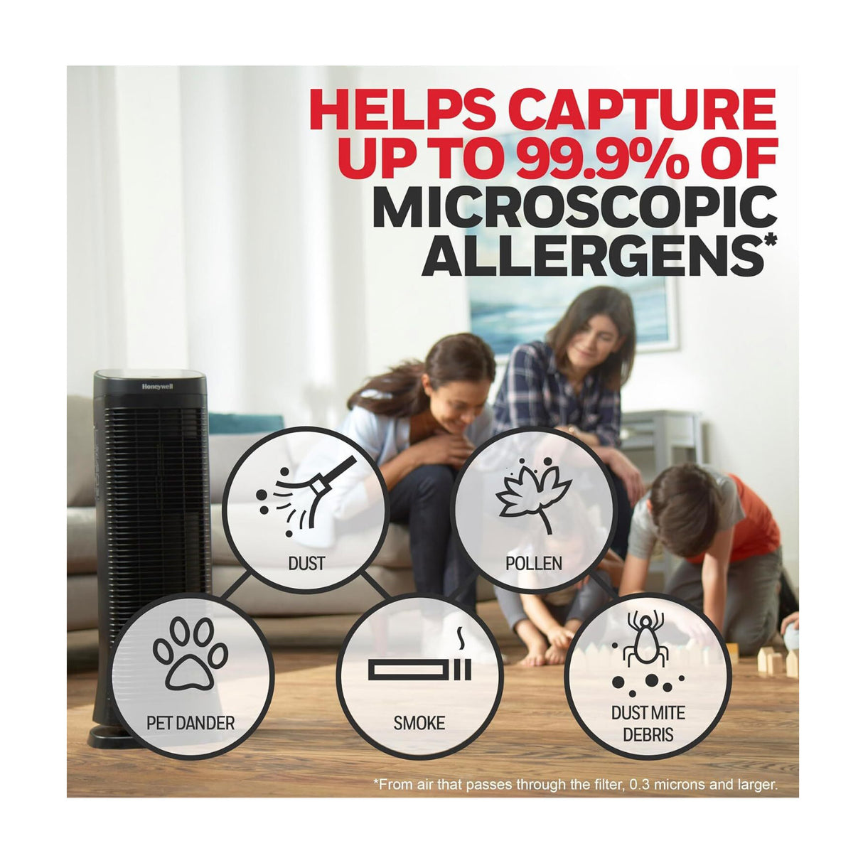 Honeywell Air Genius Air Purifier for Home, Large Rooms up to 1268Ft (Black)