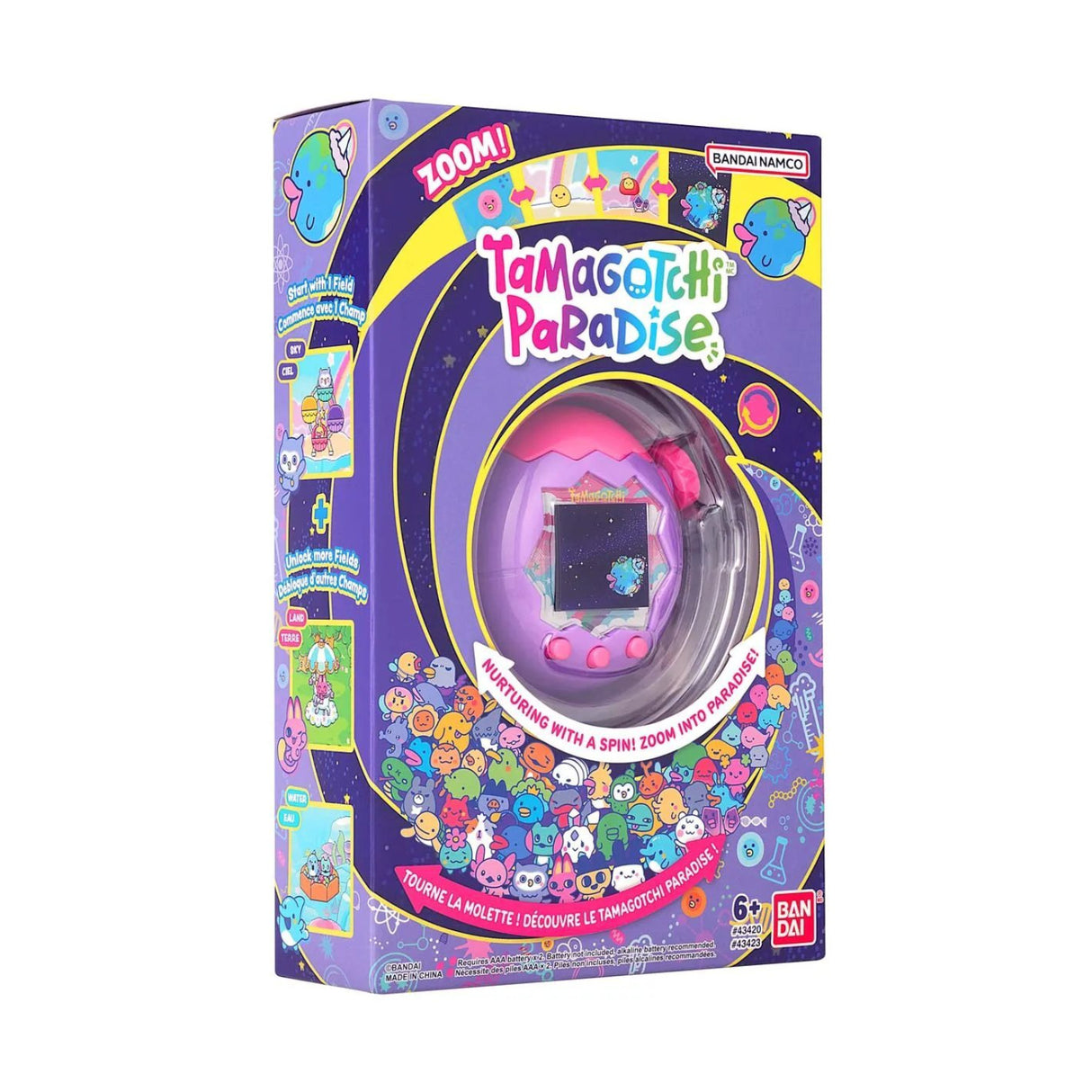 Bandai Tamagotchi Paradise - Purple Sky Interactive Digital Pet Toy with Zoom Dial