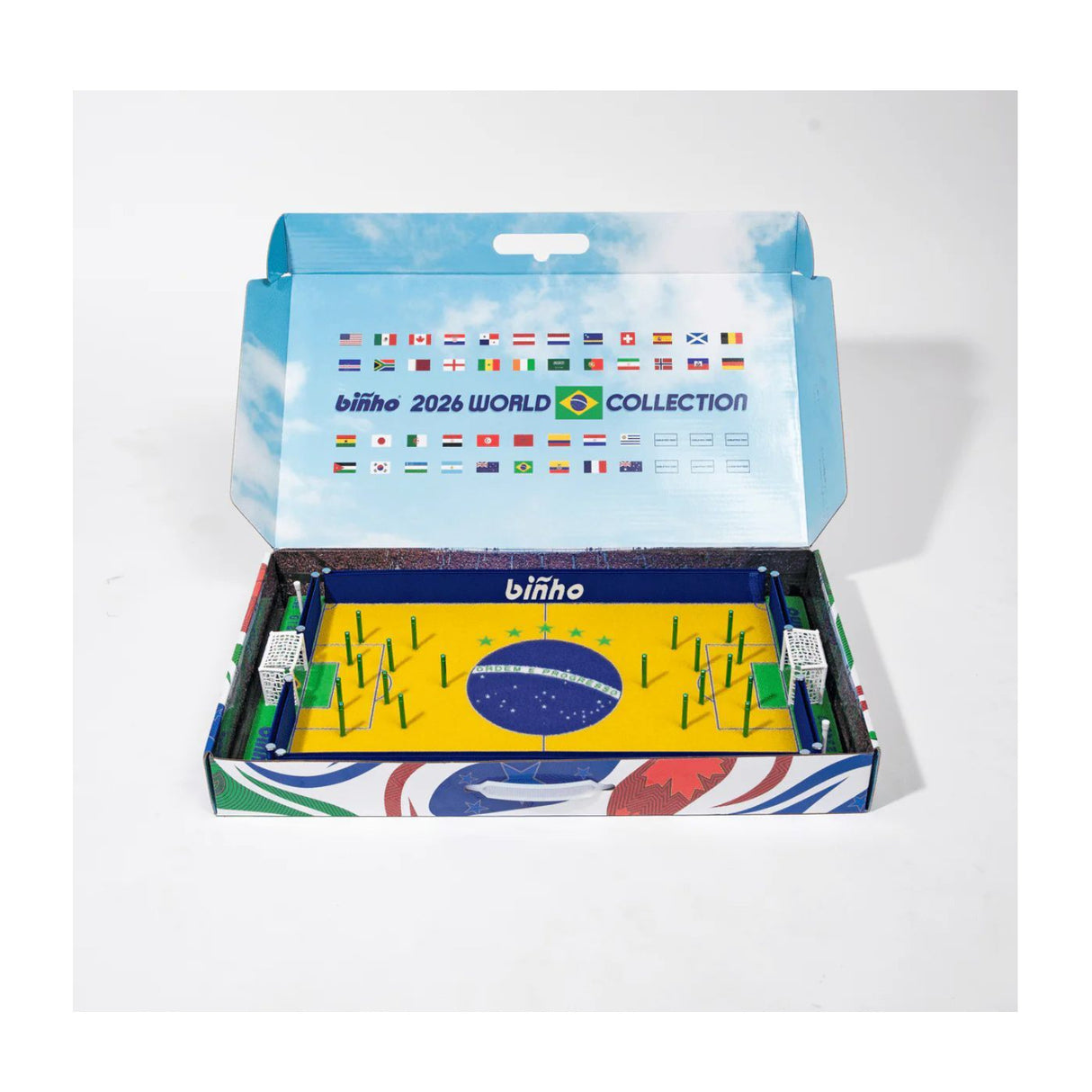 Binho Board Brazil Edition Finger Flick 2-Player Tabletop Sports Game Set