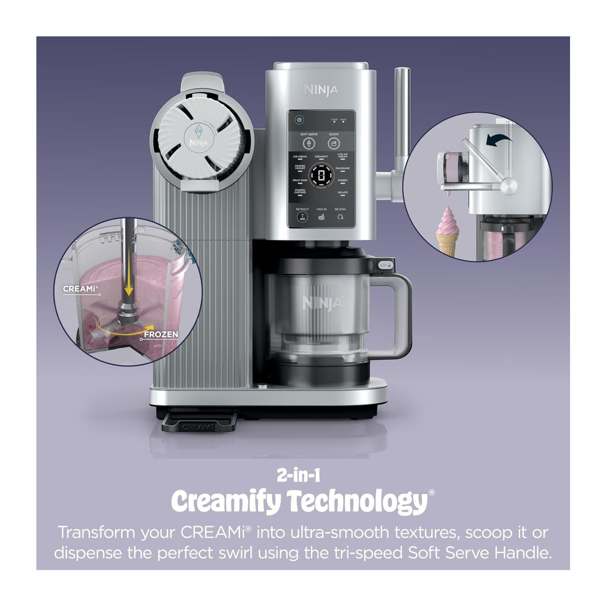 Ninja CREAMi NC701 13-in-1 Scoop and Swirl Ice Cream Maker (Silver)