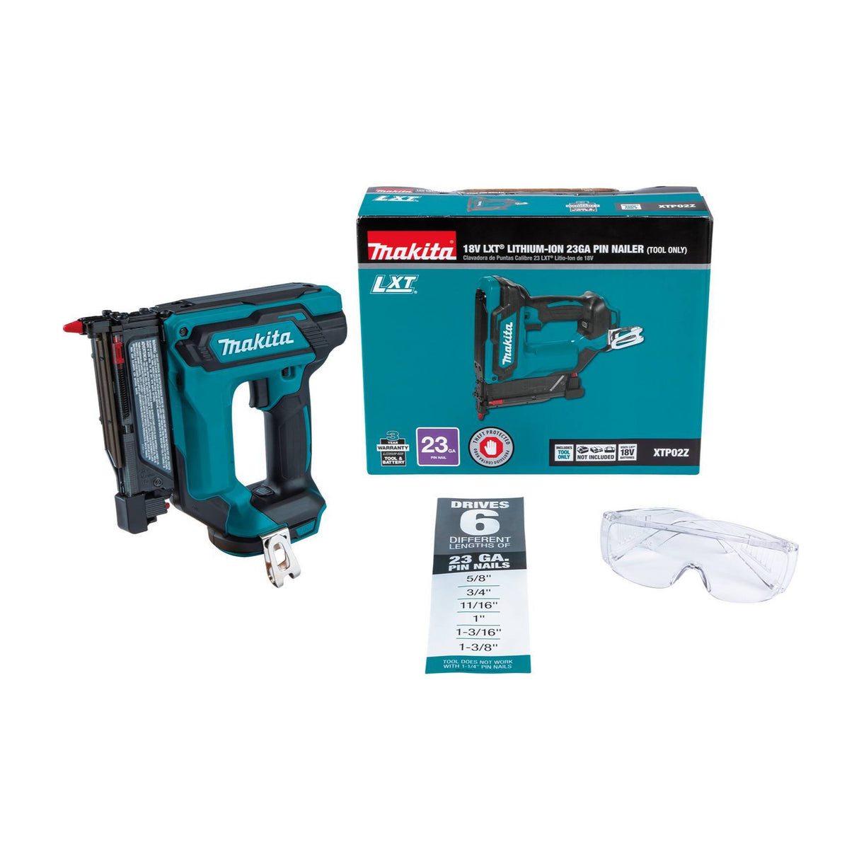 Makita XTP02Z 18V LXT Cordless 1-3/8 Inch Pin Nailer, 23 Gauge, Tool Only