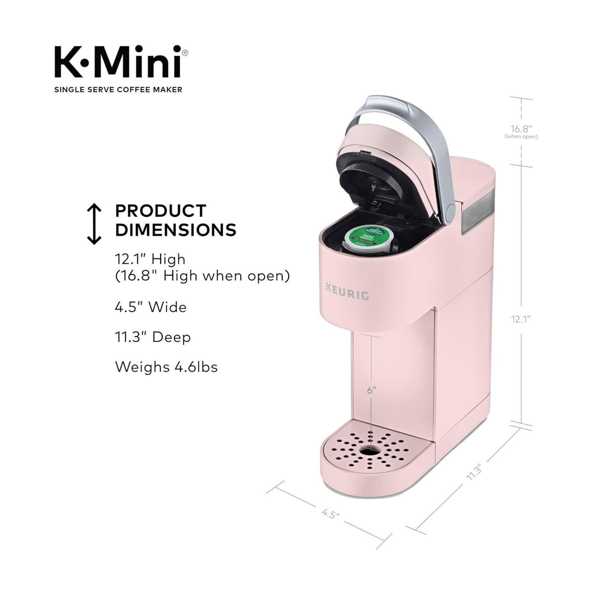 Keurig K-Mini Single Serve K-Cup Pod Coffee Maker (Dusty Rose)