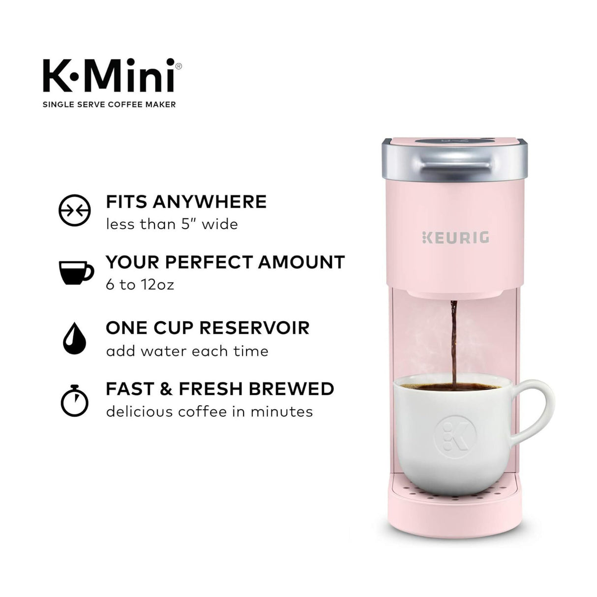 Keurig K-Mini Single Serve K-Cup Pod Coffee Maker (Dusty Rose)