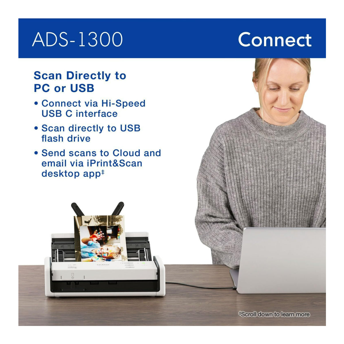 Brother ADS-1300 Compact Desktop Scanner