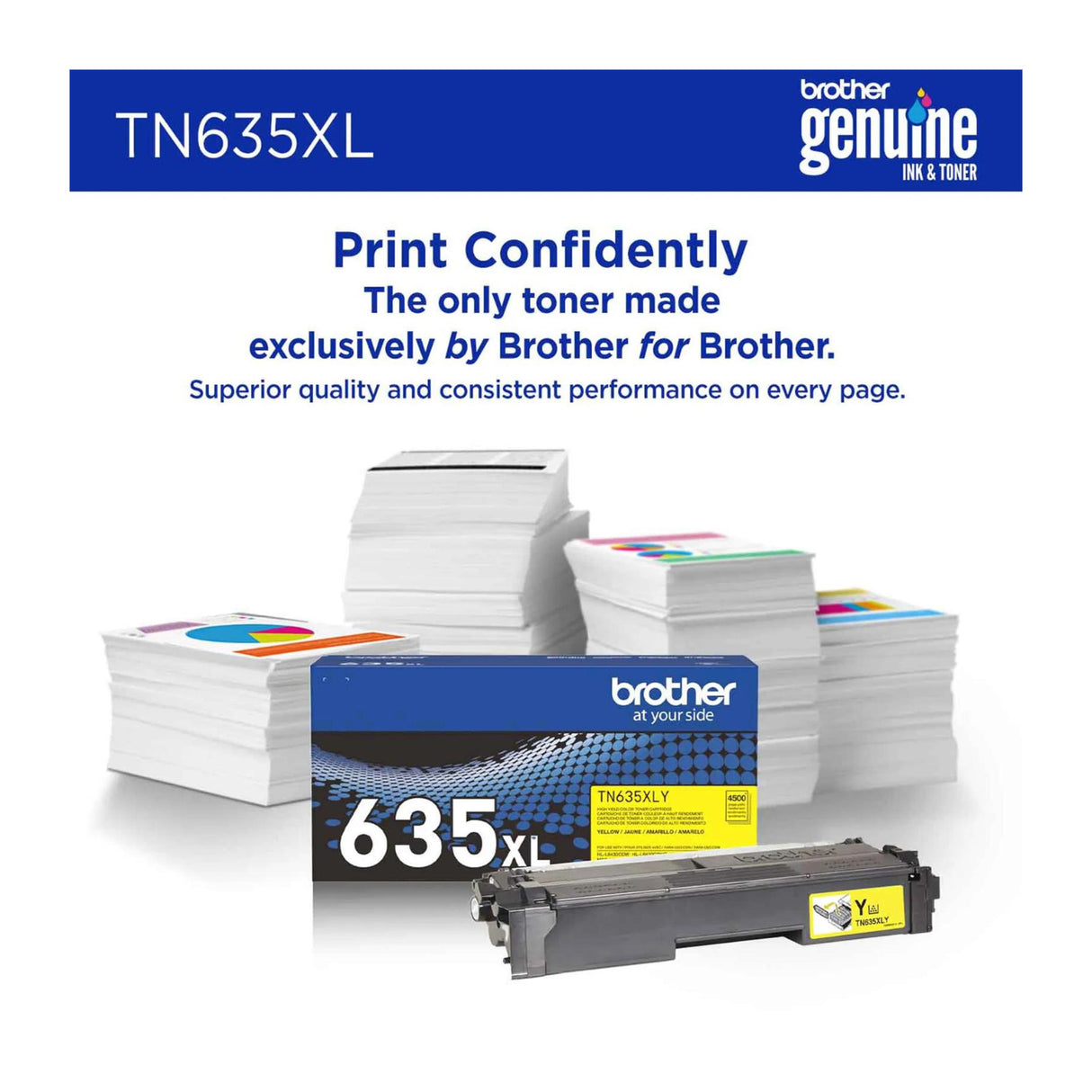 Brother TN635XL High-Yield Toner Cartridges 4-Color Bundle with 4-Port USB Hub and Flash Drive