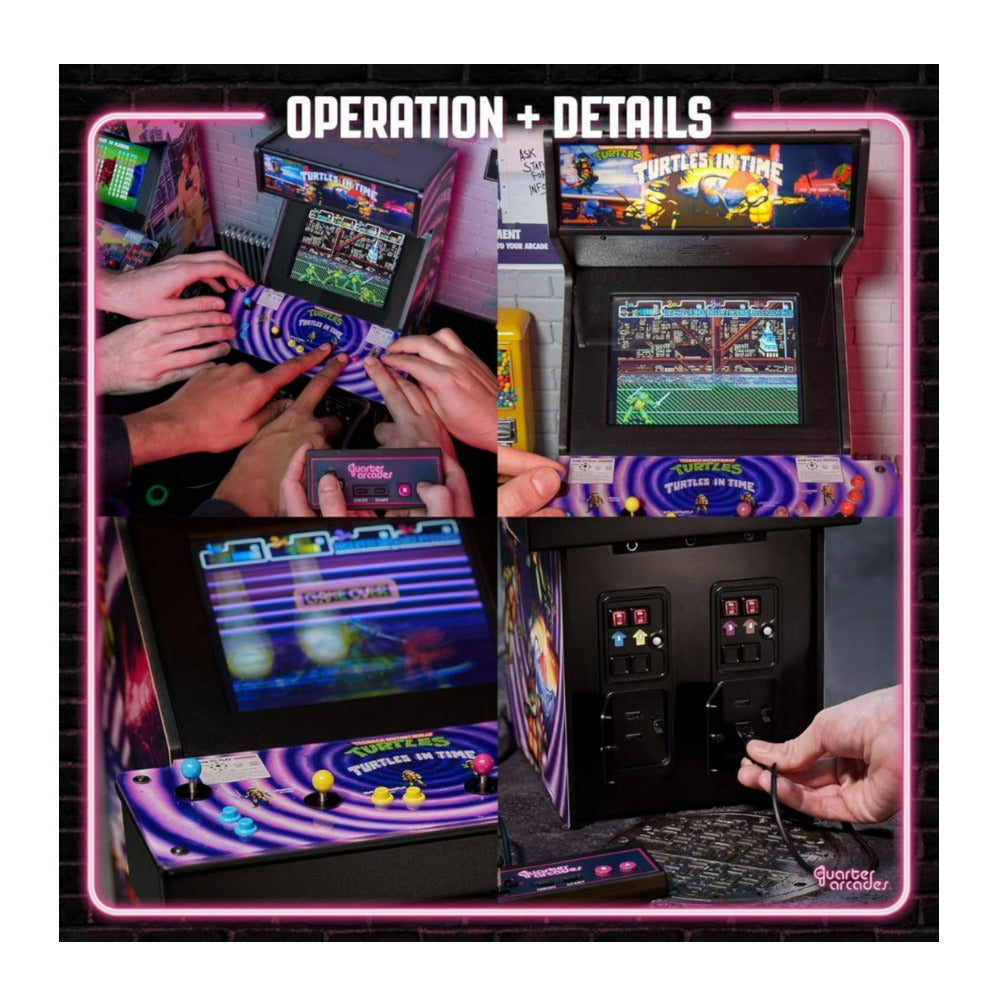 Quarter Arcades Teenage Mutant Ninja Turtles in Time Mini Arcade with Bar Stool and Gunball Machine