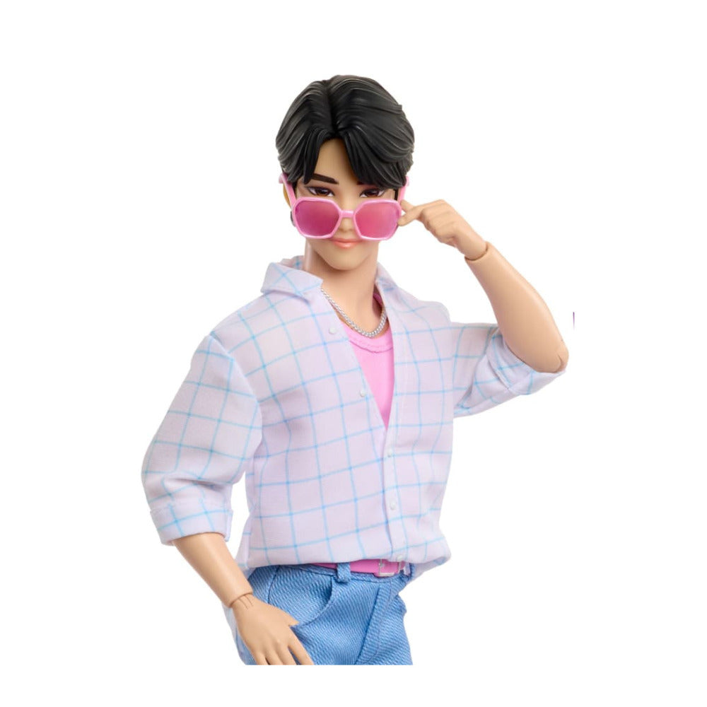 Mattel KPop Demon Hunters Saja Boys Jinu Soda Pop Performance Fashion Doll with Pink Glasses and Can
