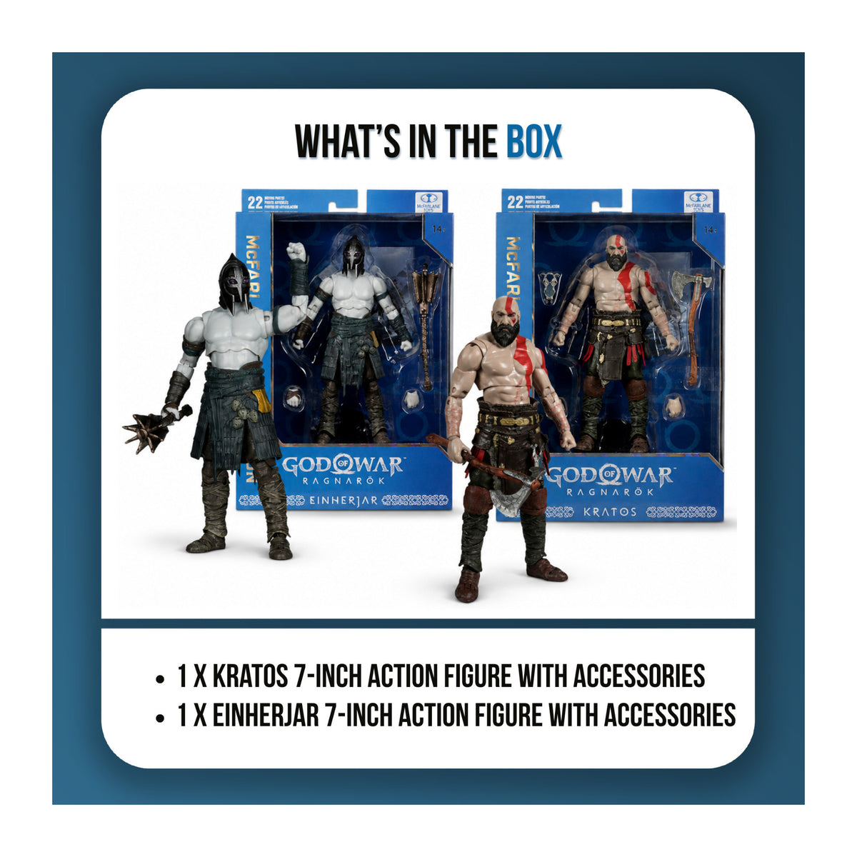 God of War Ragnarok - Einherjar and Kratos 7-inch Action Figures with Accessories Bundle