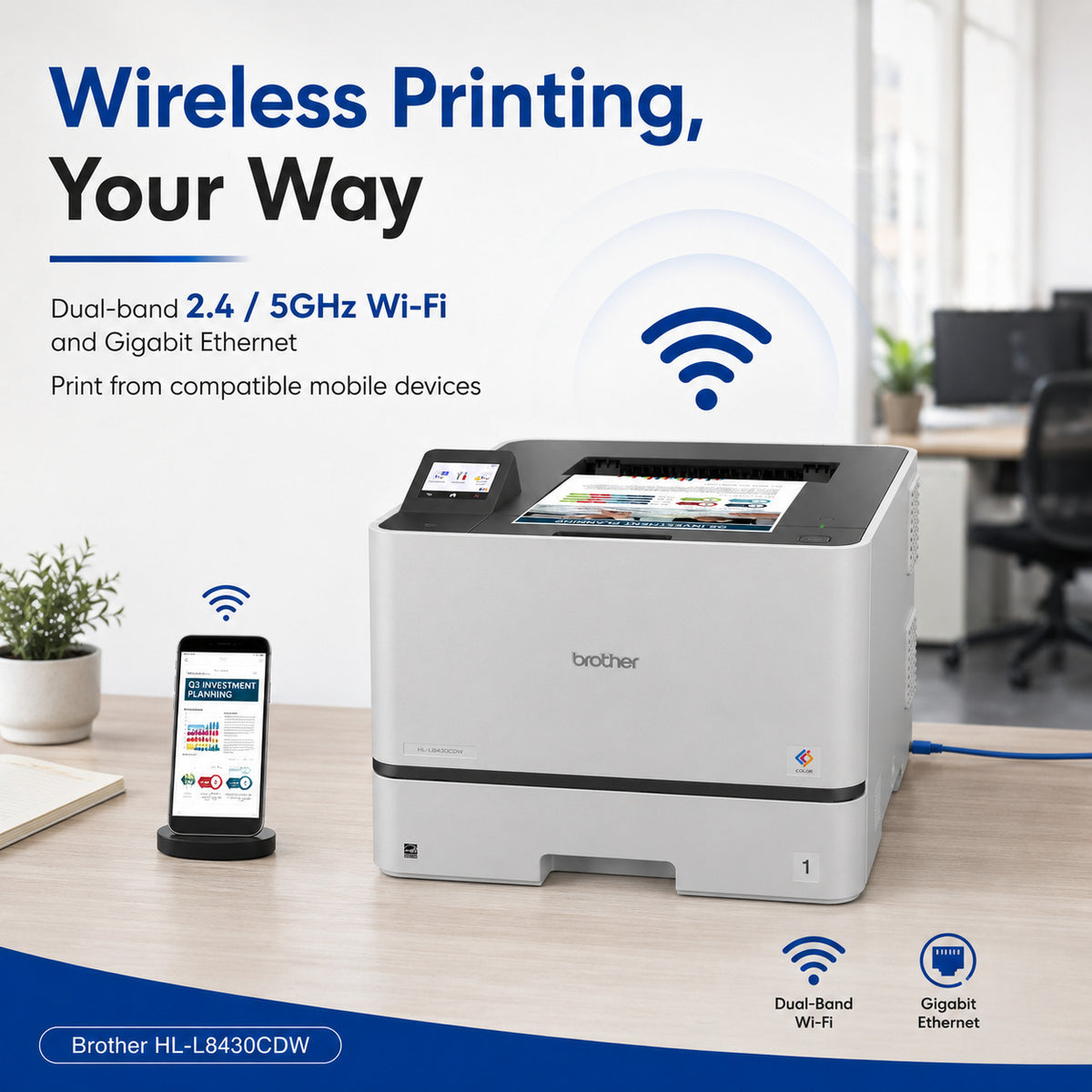 Brother HL-L8430CDW Business Color Laser Printer Bundle with Accessories