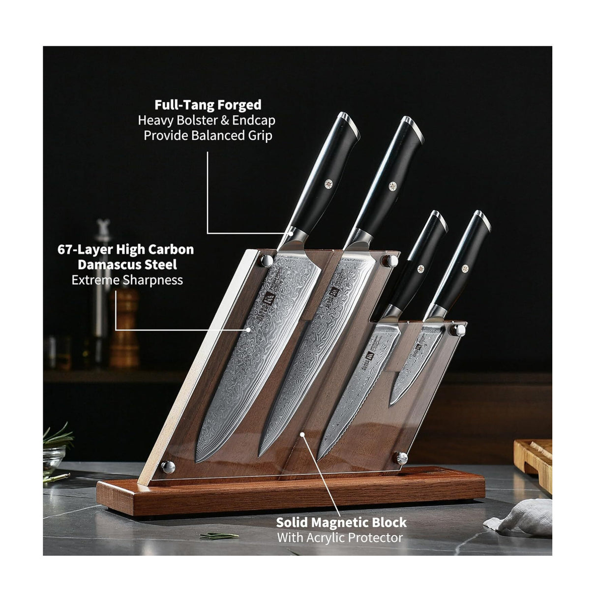 Klaus Meyer Empira Damascus 5 Piece Kitchen Knife Block Set