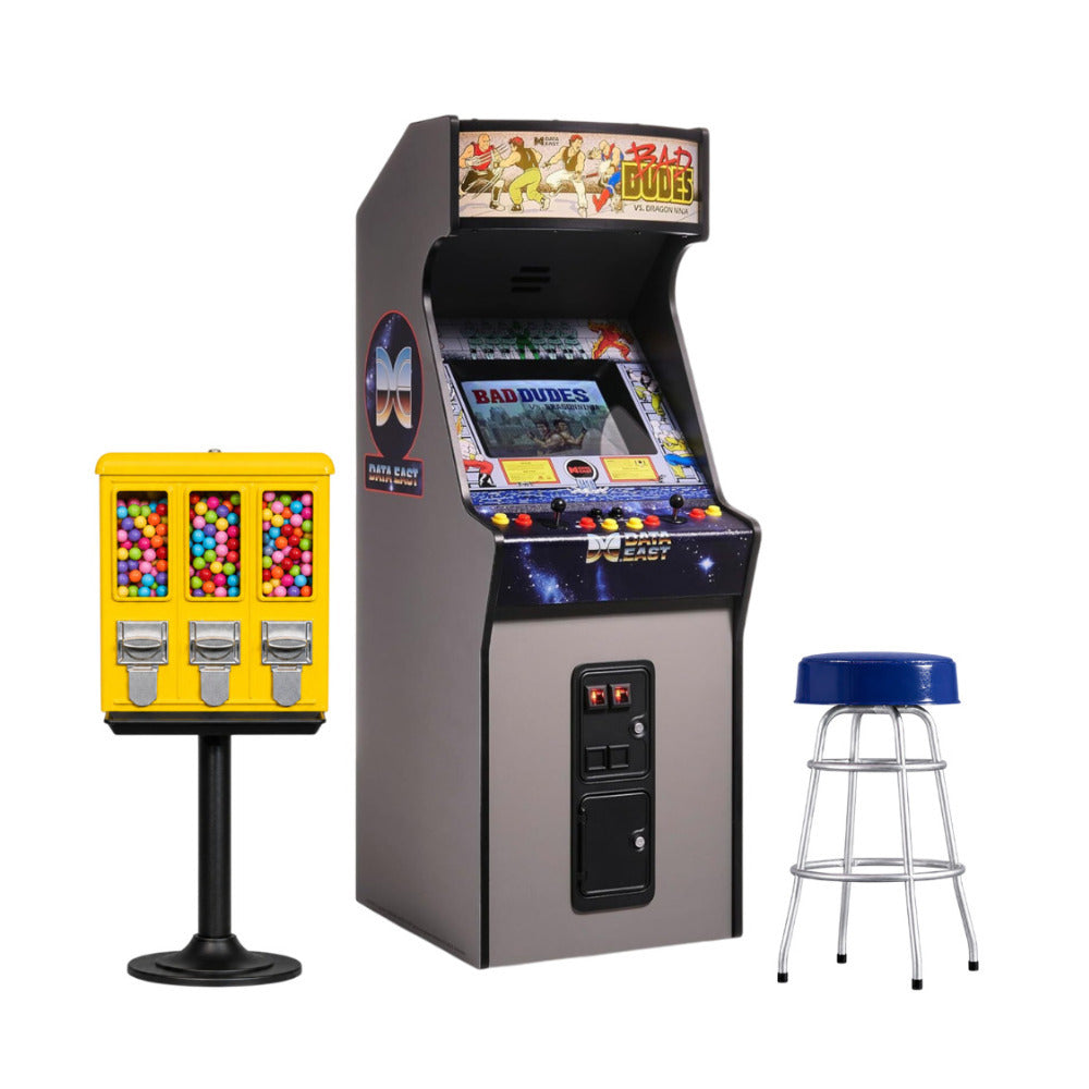 Quarter Arcades Bad Dudes Vs. Dragon Ninja Mini Arcade Machine with Bar Stool Bundle
